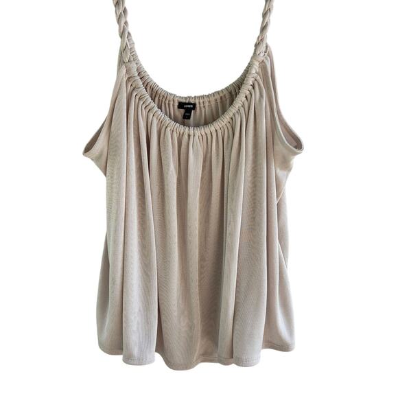 NEW Express Knit Camisole L Braided Straps Beige - Picture 5 of 7